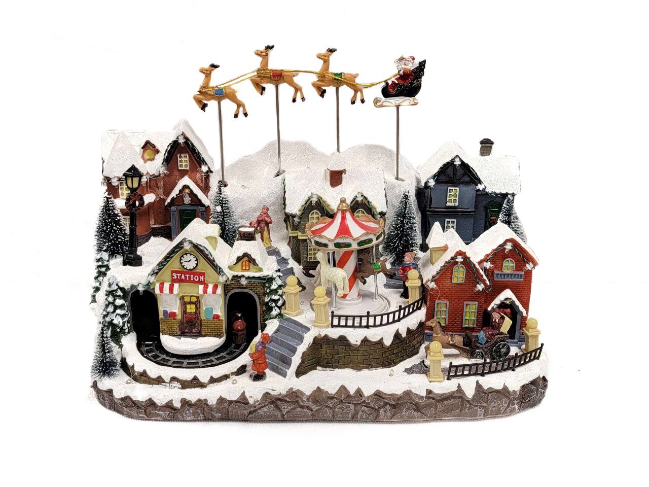 Snow-covered Village Christmas Decoration. Christmas Village