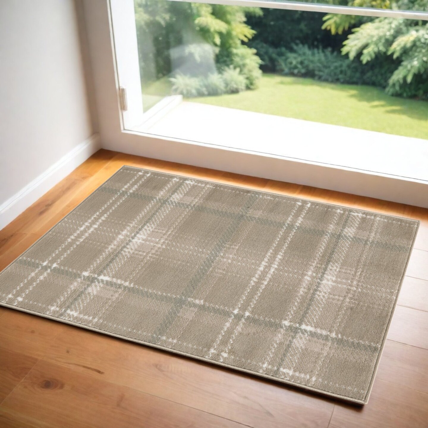 Edge Collections - 3' X 5' - Brown - Durable Plaid Area Rug for Inviting Spaces - 1 Piece