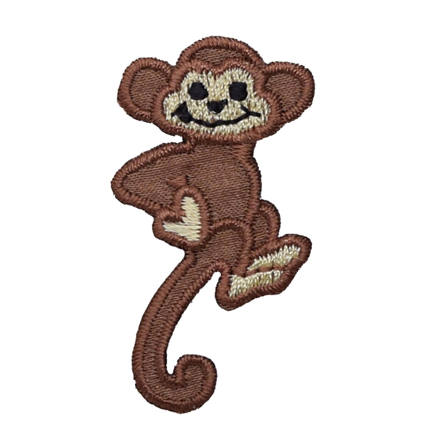 2 inch Monkey with Tail Down, Embroidered, Iron on Patch