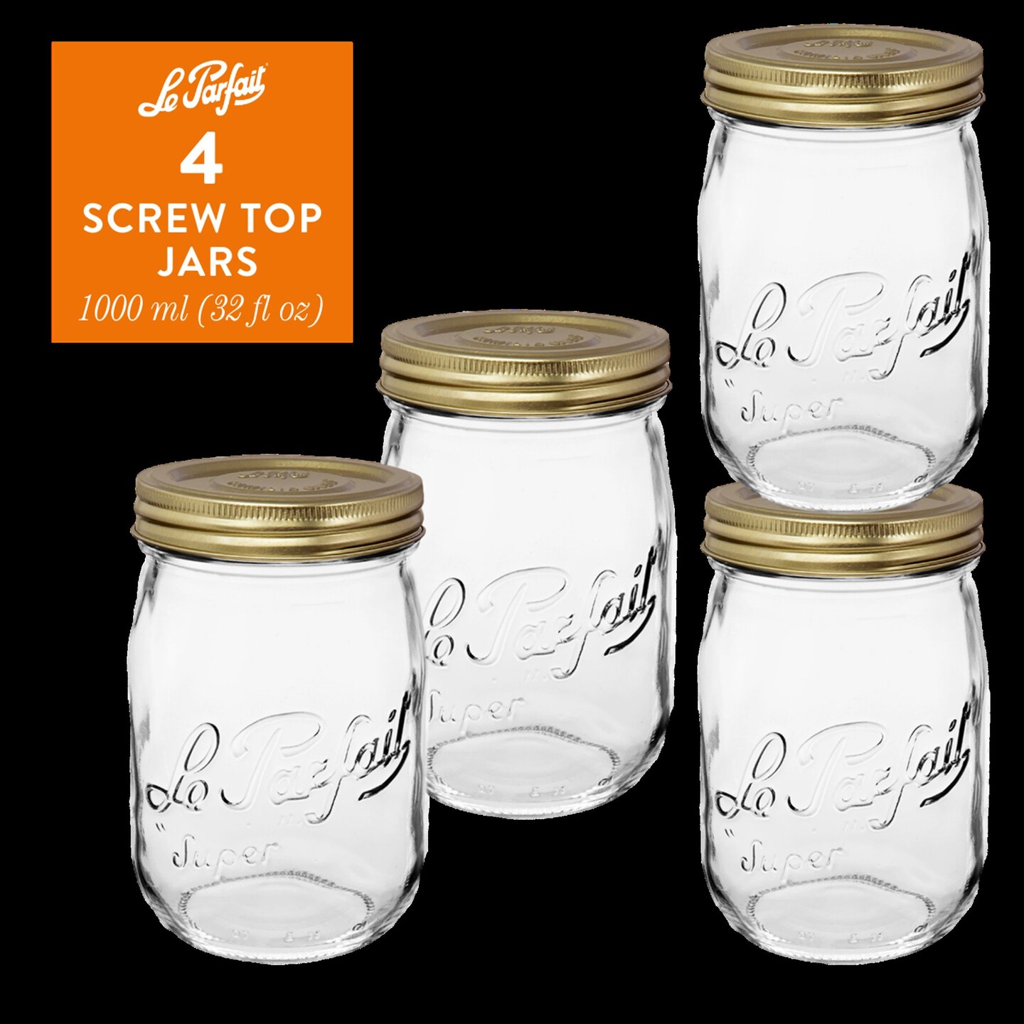 Le Parfait - Clear - Versatile Glass Preserving Jars for Storage and Decor - 3 Piece
