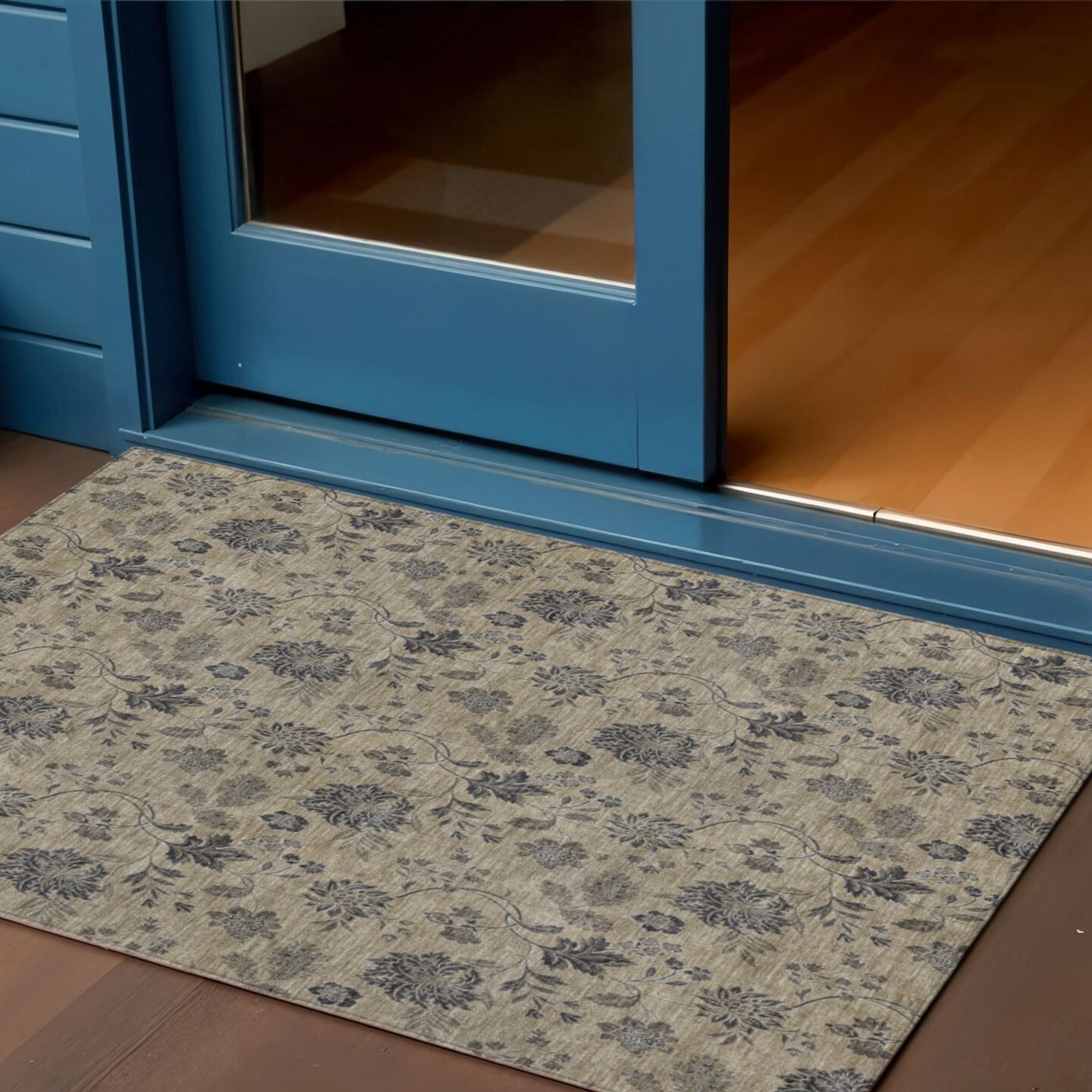 Edge Collections - 3&#x27; x 5&#x27; - Brown - Decorative Floral Area Rug for Indoor and Outdoor Use - 1 Piece