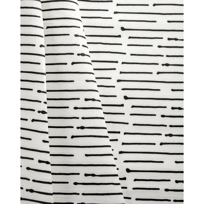 1 Yard Ink Stripe Black Oyster Linen Fabric with Painterly Linear Print for Interiors