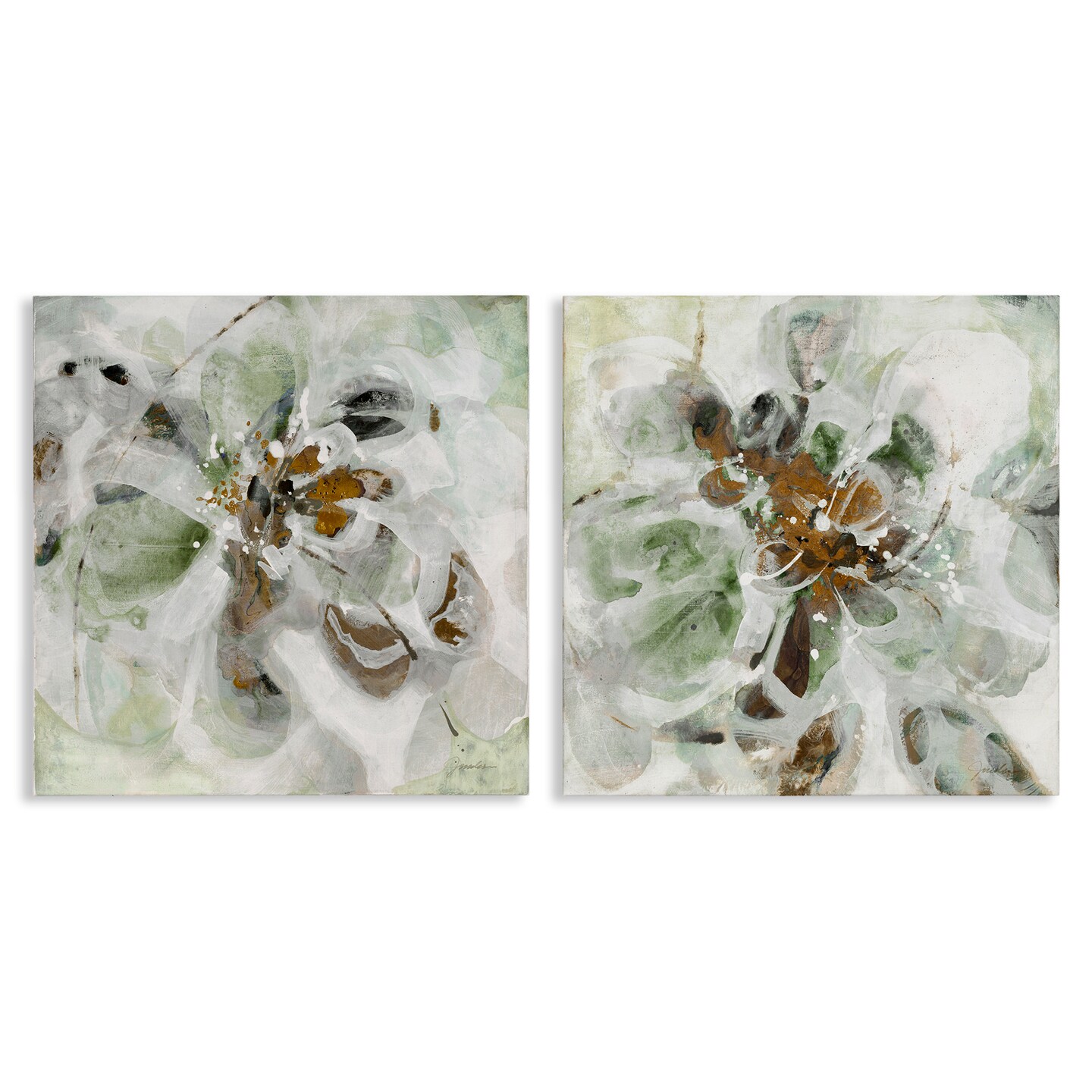 Stupell Industries Reminiscent Floral Abstraction 2 Piece Canvas Wall Art Set, design by Liz Jardine