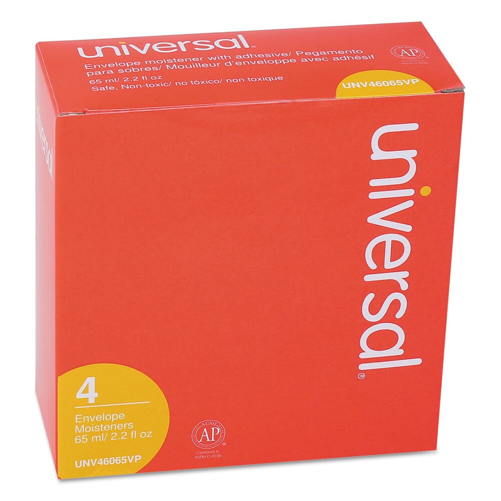 Universal 2.2 oz. Envelope Moistener with Adhesive Bottle - Clear (4/Pack)