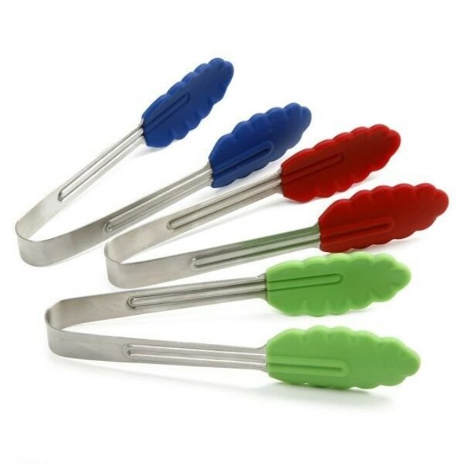 Norpro Mini Stainless Steel Silicone Tipped Serving Tongs