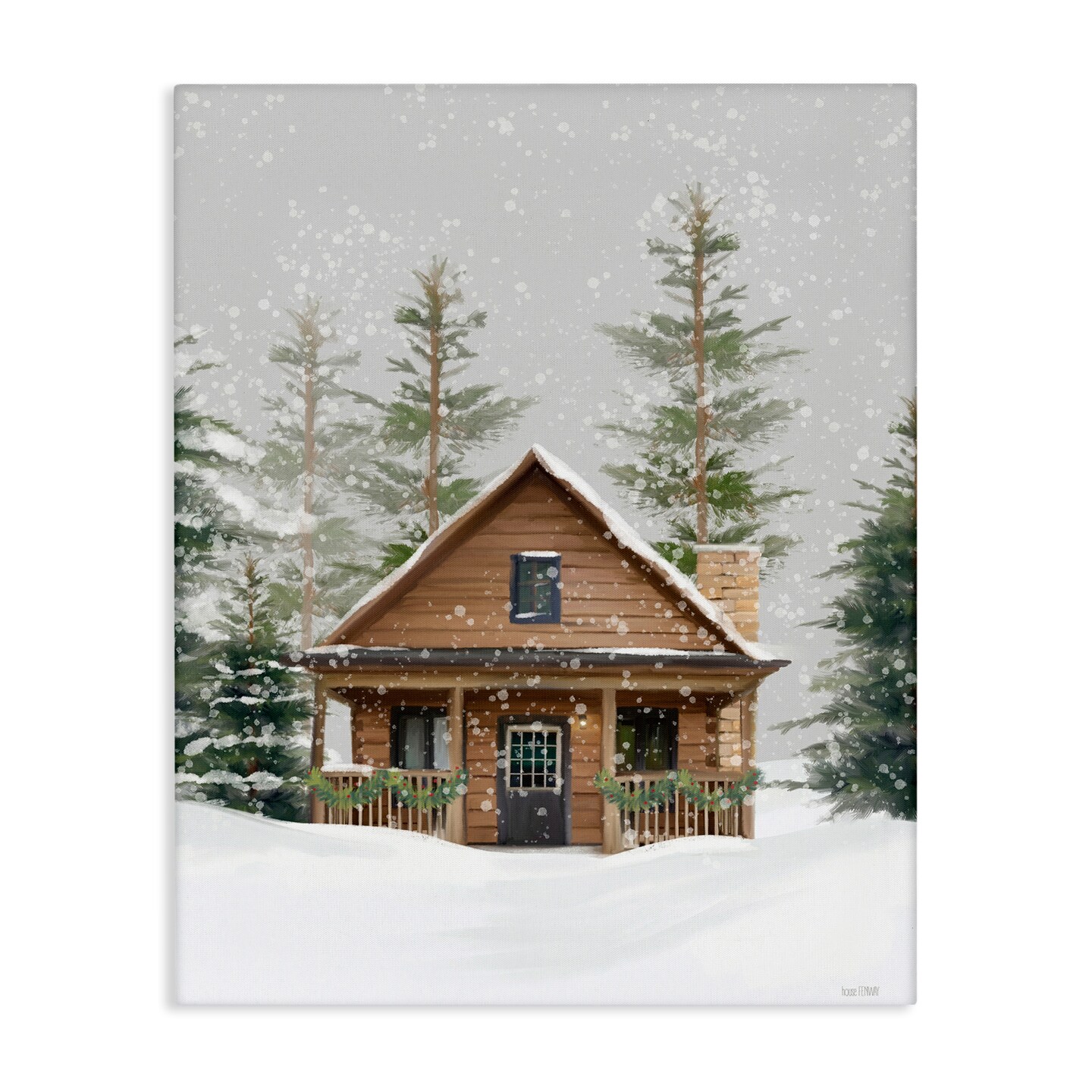 Stupell Industries Cozy Snowy Forest Cabin Canvas Wall Art, design by House Fenway