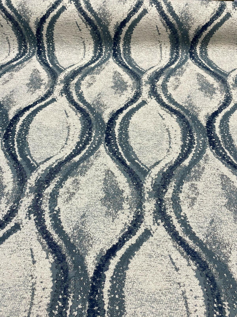 1 Yard Upholstery Chenille Fabric Pacific Blue Trellis Mill Creek Durable 100% Polyester 58 Inch Width