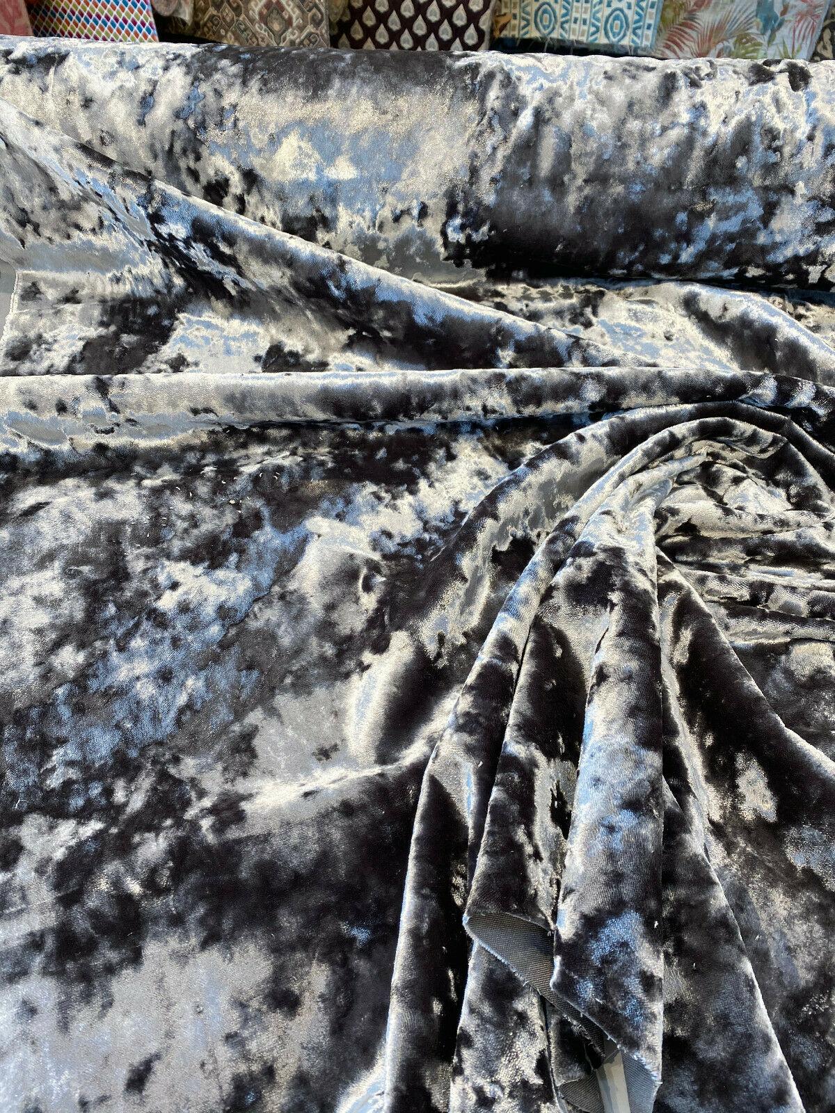 1 Yard 3D Velvet Charcoal Upholstery Fabric 100% Polyester Heavy Duty Luxury Velvet for Home Decor