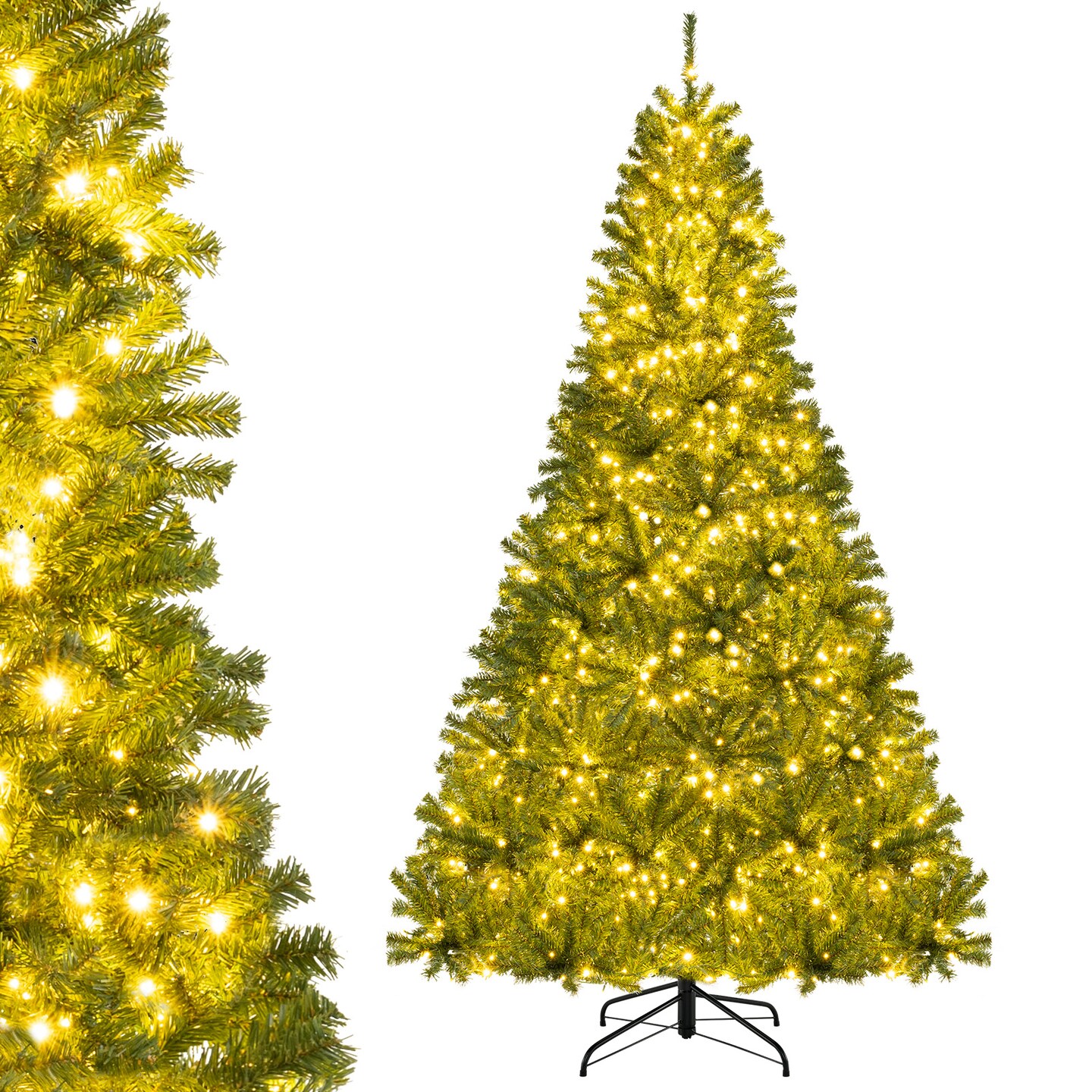 Green PVC and Metal Christmas Tree with 1200 LED Lights and Remote Control