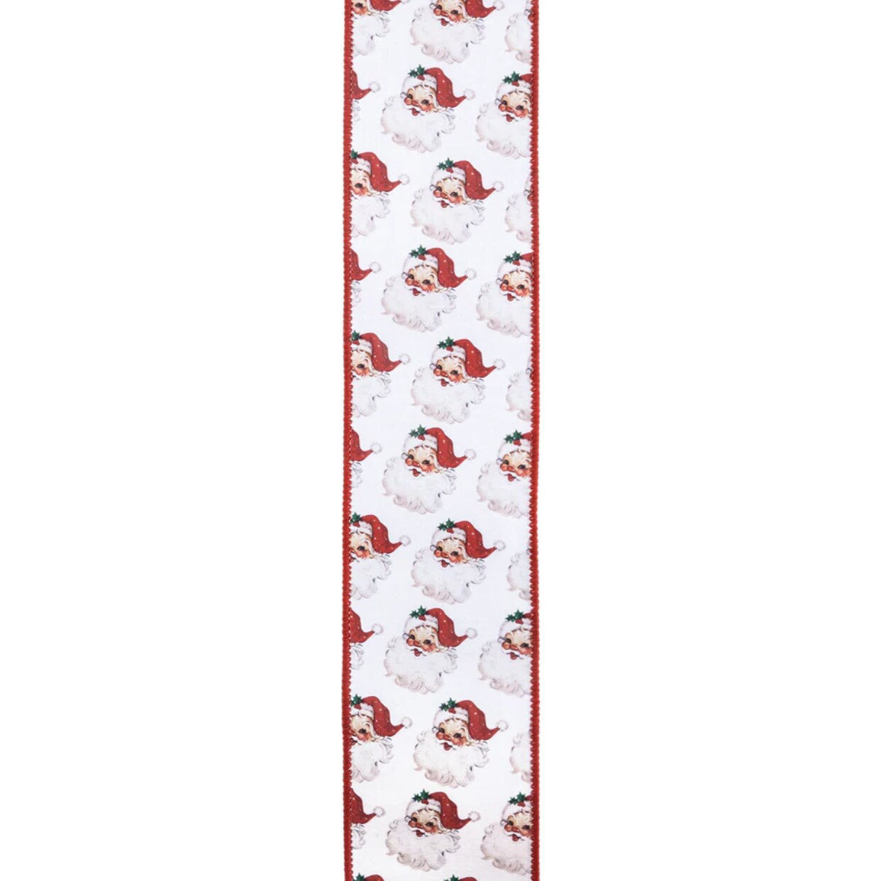 2.5in Vintage Santa Face Ribbon: Red (10 Yards)