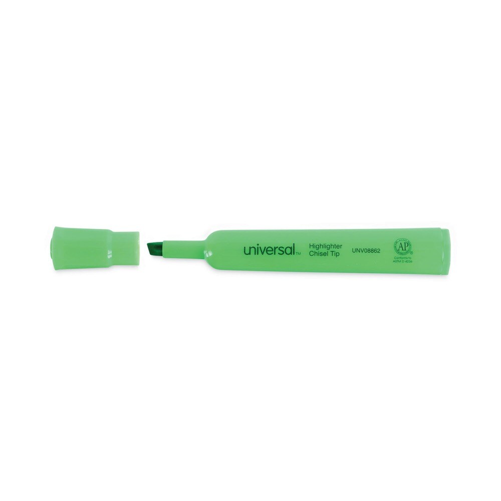 Universal Chisel Tip Fluorescent Green Ink Green Barrel Desk Highlighters (1 Dozen)
