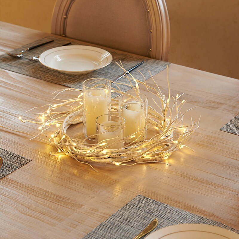 48LT Lighted White Birch Garland 72 Inches, Battery Operated 48 LED Lights