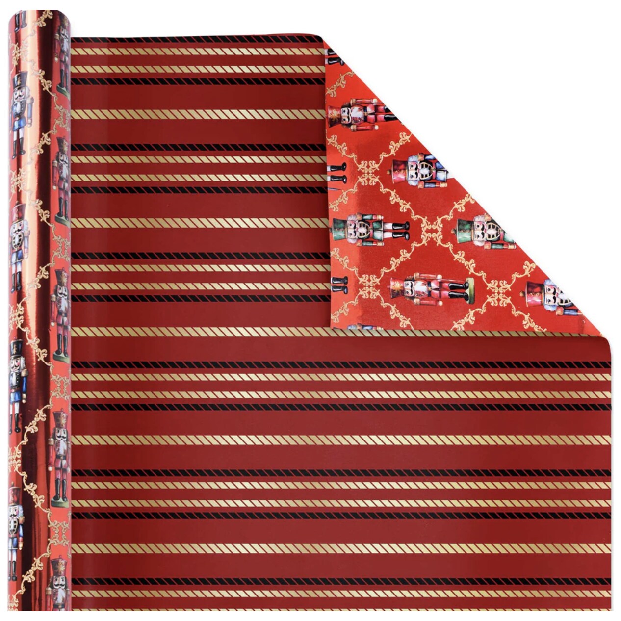 30in Reversible Nutcracker Wrapping Paper: Red