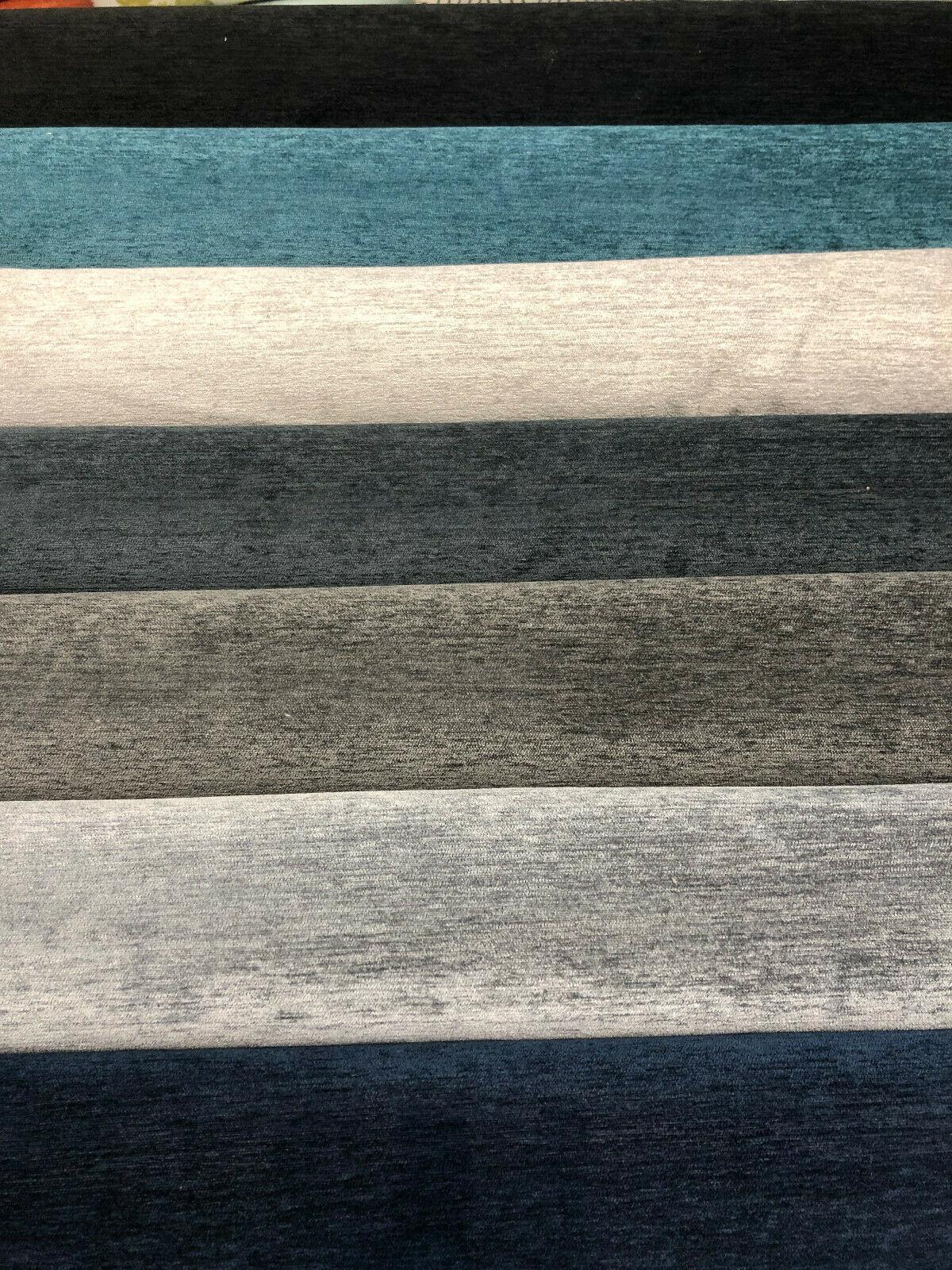1 Yard Black Soft Chenille Upholstery Durable 100% Polyester Solid Fabric