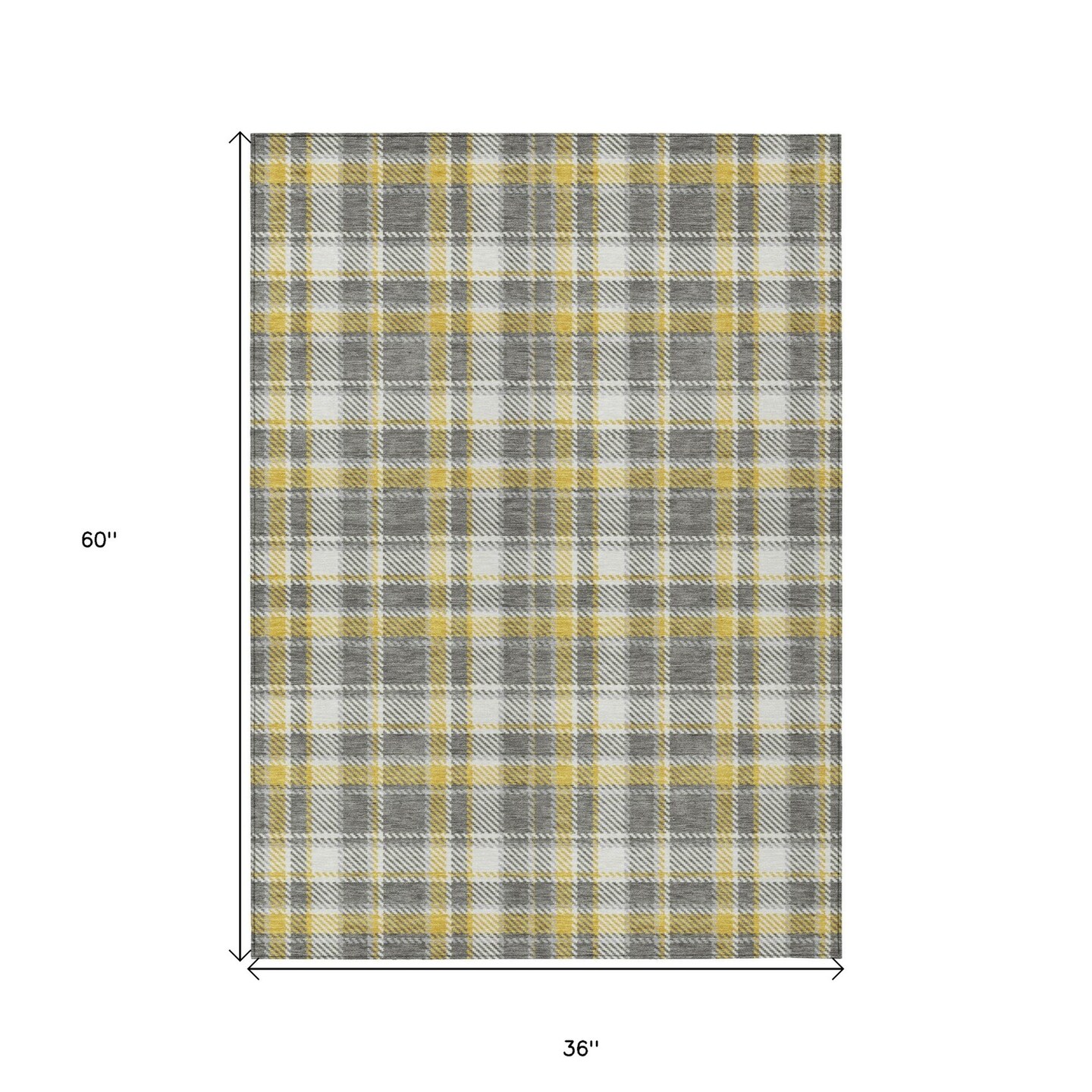 Edge Collections - 3' x 5' - Gray - Stain Resistant Plaid Area Rug for Indoor and Outdoor Use - 1 Piece