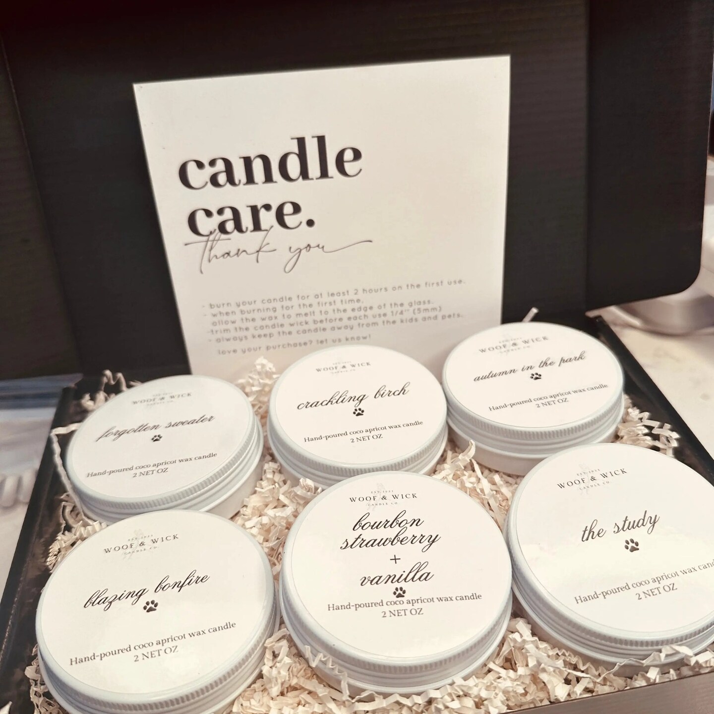 Woof & Wick Candle - White - Autumn Candle Gift Set for Cozy Ambiance - 6 Piece