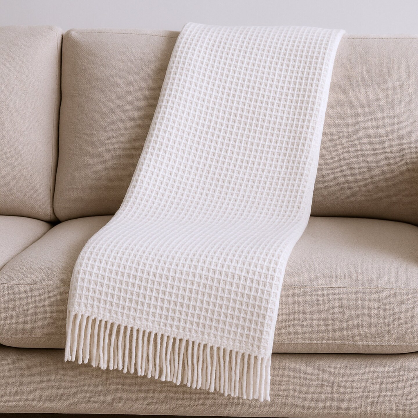 Edge Collections - 55" x 70" - White - Waffle Weave Throw Blanket for Cozy Comfort in Every Season - 1 Piece