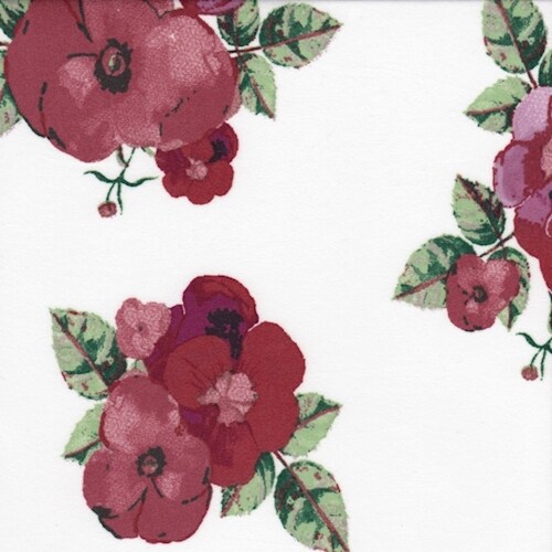 Off White/Rust Floral Cluster Double Brushed Jersey Knit Fabric By the Yard