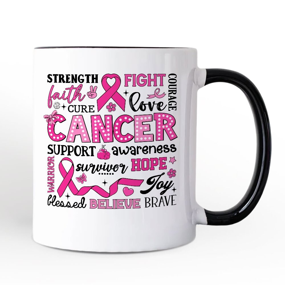 Breast Cancer Awareness Ribbon Mug, In October We Wear Pink Support ...