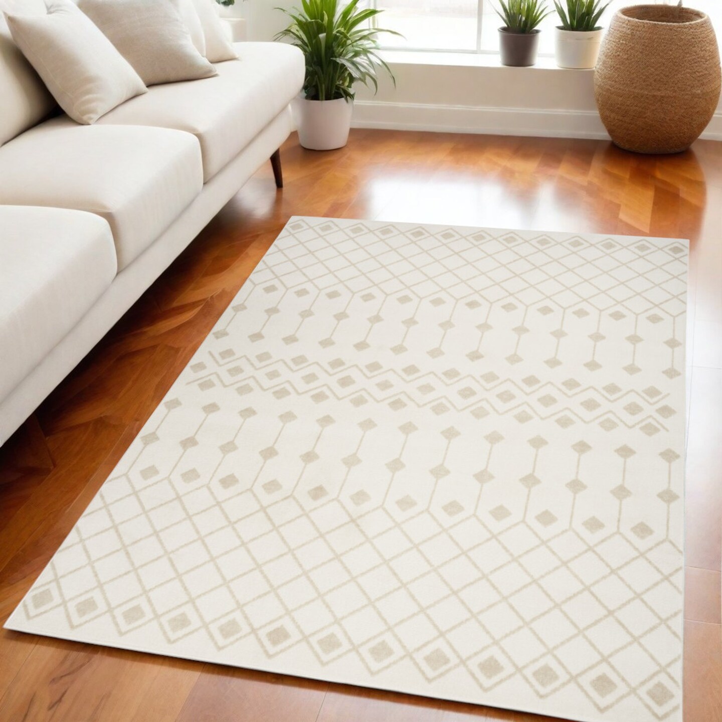 Edge Collections - 5' X 7' - Beige - Moroccan Design Area Rug for Inviting Spaces - 1 Piece