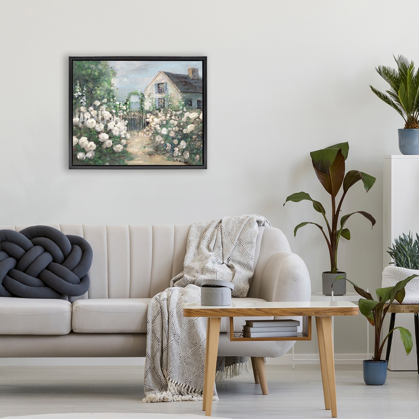 Stupell Industries Cottage at the Coast Black Framed Floater Canvas Wall Art, design by Sally Swatland