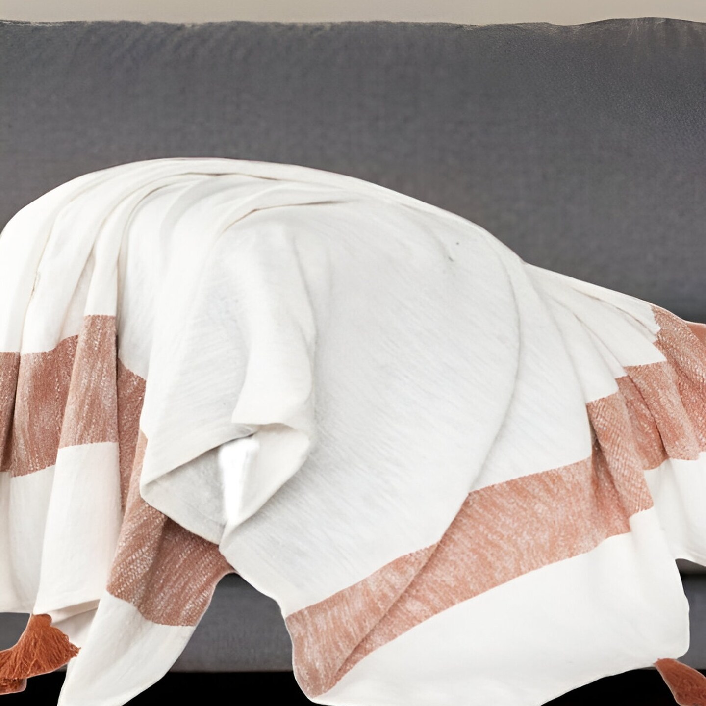 Edge Collections - 50" x 60" - Orange - Cozy Striped Throw Blanket for Modern Home Interiors - 1 Piece