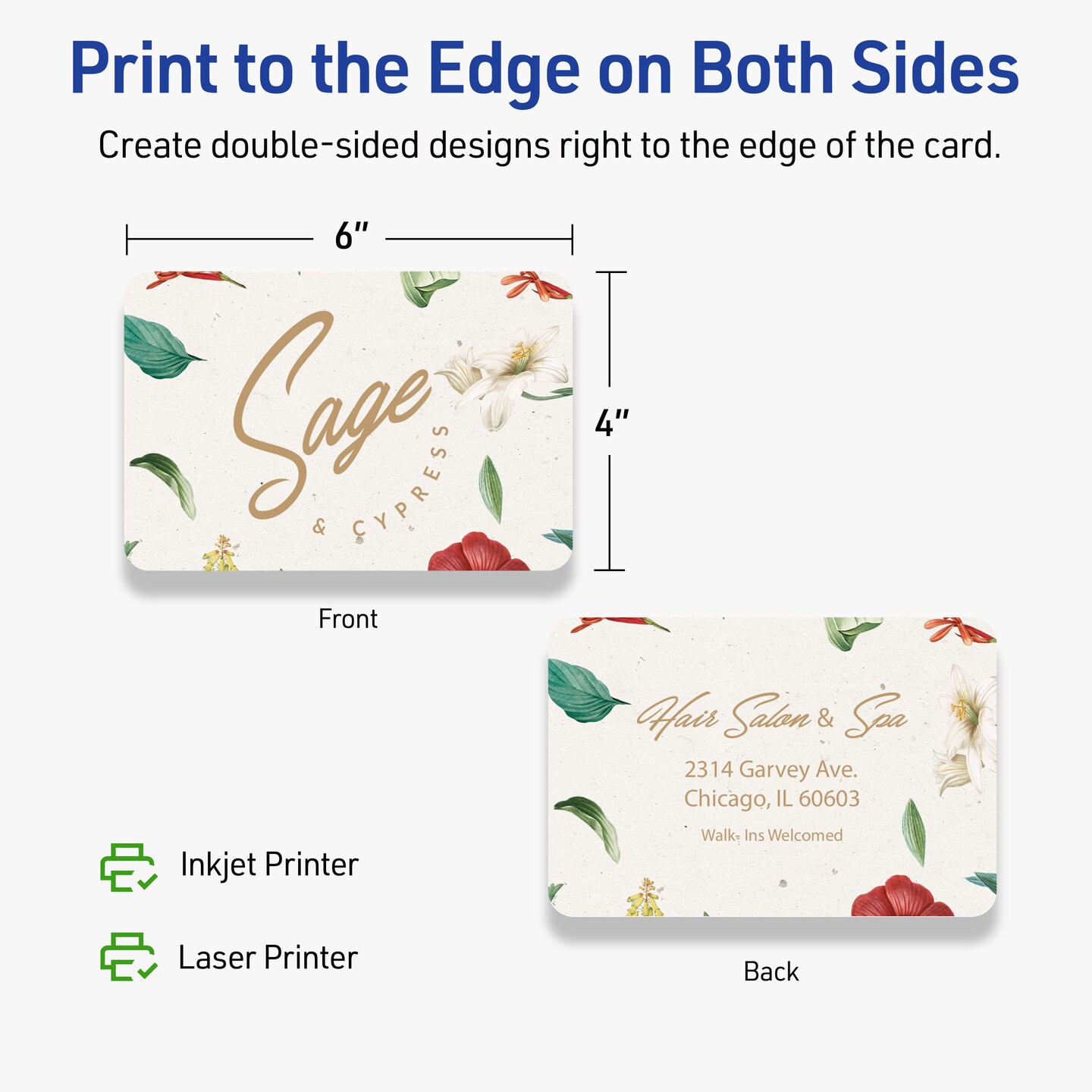 Avery Matte White Postcards, 4" x 6" Rectangle Rounded Corners