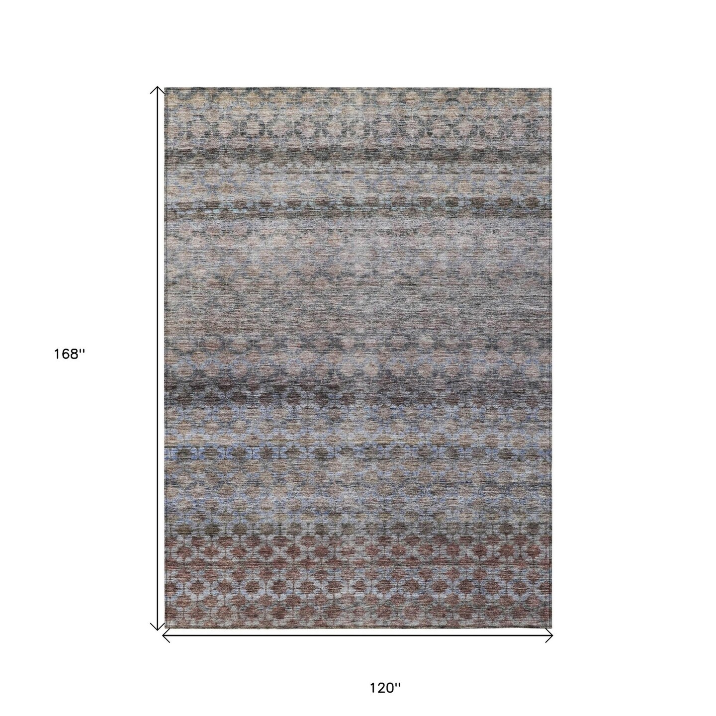 Edge Collections - 10' x 14' - Brown - Indoor and Outdoor Use Washable Striped Area Rug - 1 Piece