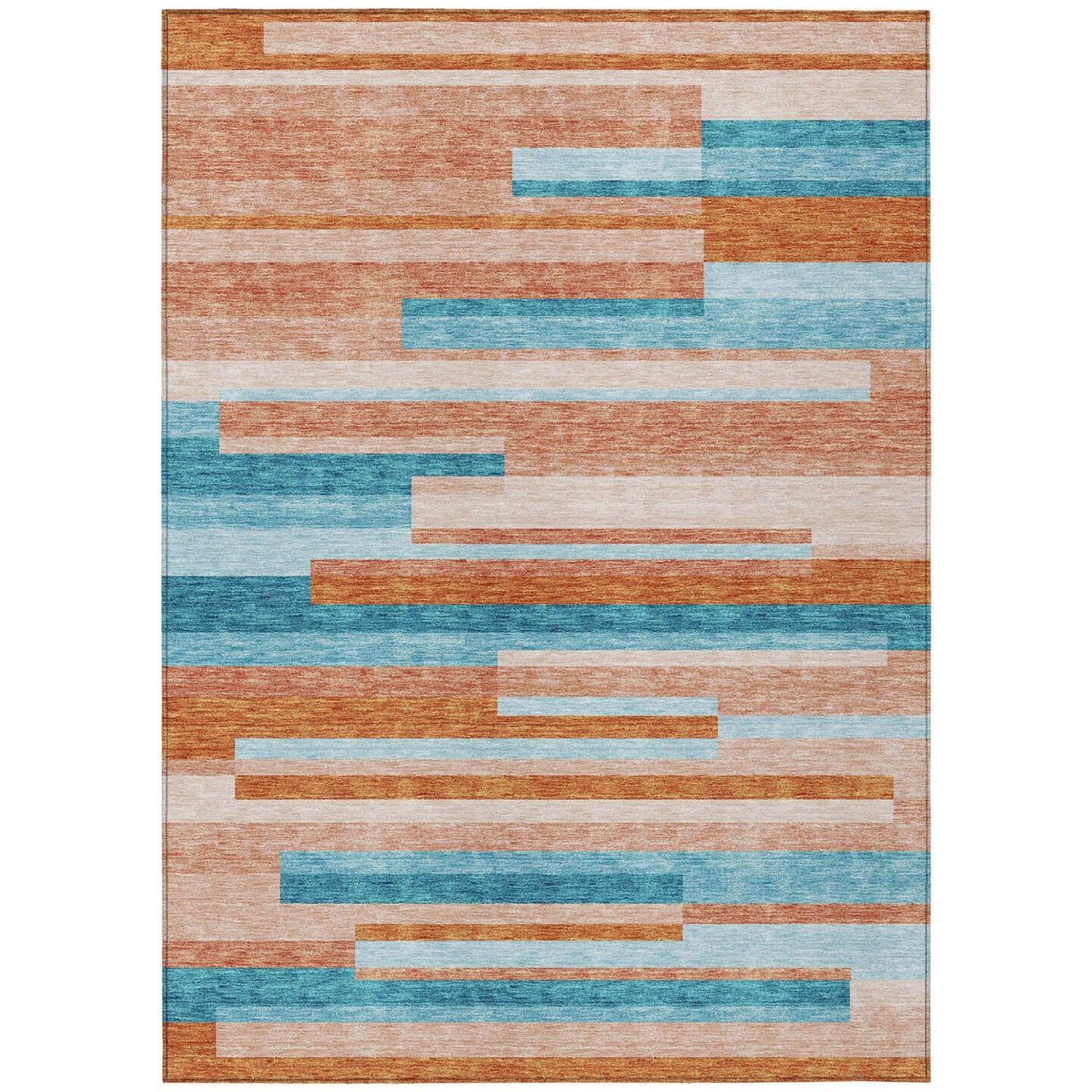 Edge Collections - 5' x 8' - Multicolor - Washable Area Rug Striped Indoor and Outdoor Use - 1 Piece