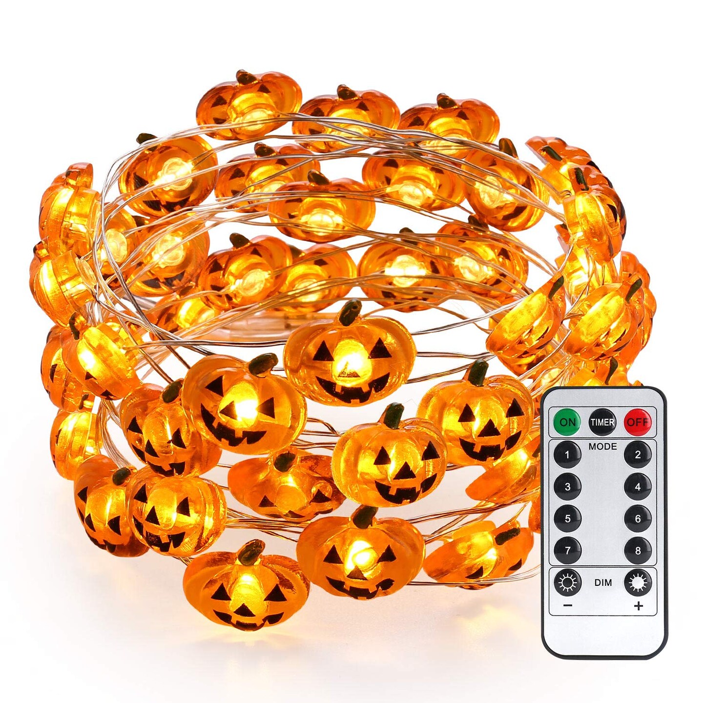 Brizled Pumpkin Halloween String Lights 40 LED 13.12ft 8 Modes Battery