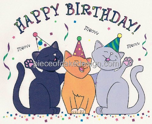 8&#x22; Round ~ Happy Birthday Cats Birthday ~ Edible Cake/Cupcake Topper!!!