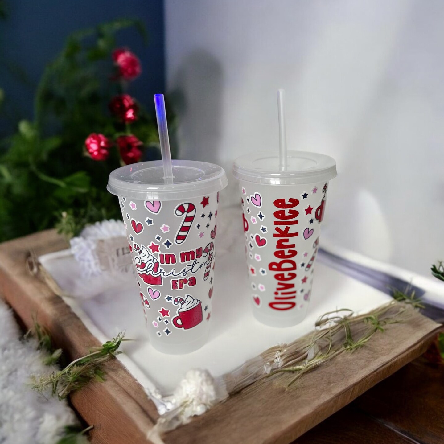 Verre à Boire Noël 600 Ml Joeyan – Avec Couvercle Et 2 Pailles (verre/inox), Motif Bonhomme Pain D'épice, Cadeau Festif