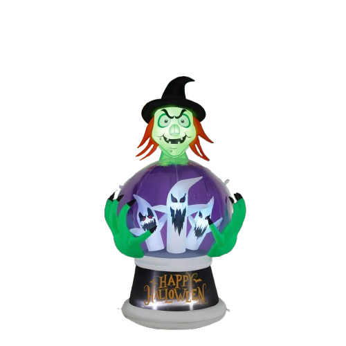 5.9FT Witch&#x27;s Crystal Ball Inflatable Halloween Outdoor Decorations w/LED Lights