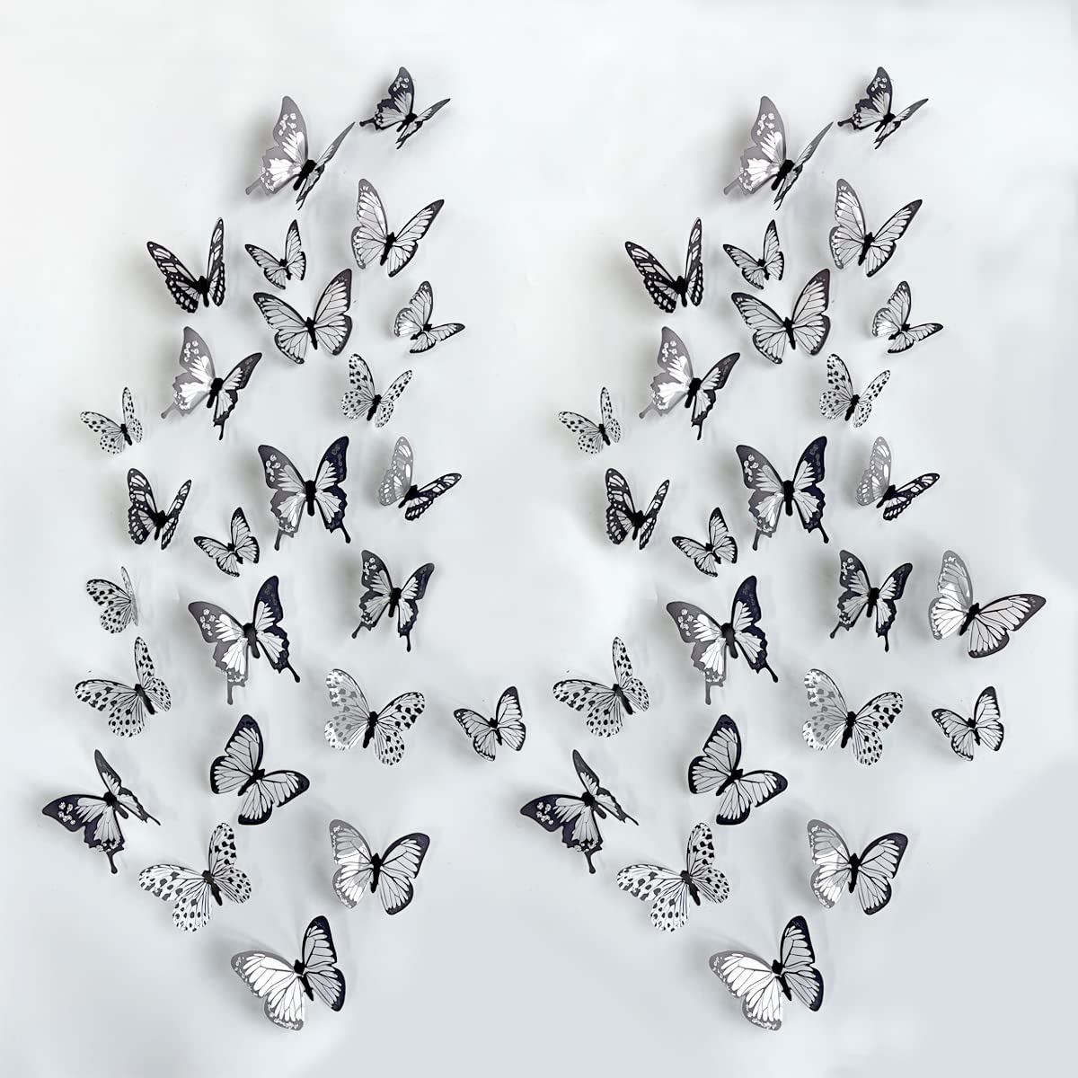 72pcs Black 3D Butterfly Wall Decor - Halloween Butterflies Removable Mural Wall Stickers for Home Room Bedroom Decorations