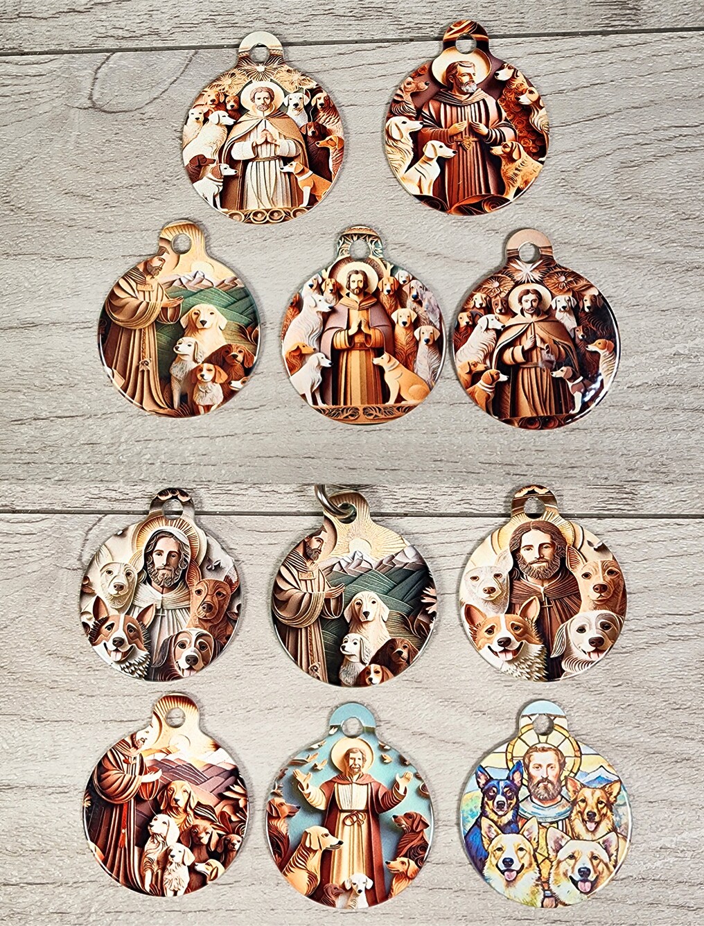 St Francis Tag, Artistic Dog Tag, Lightweight Tag, Unique Tag