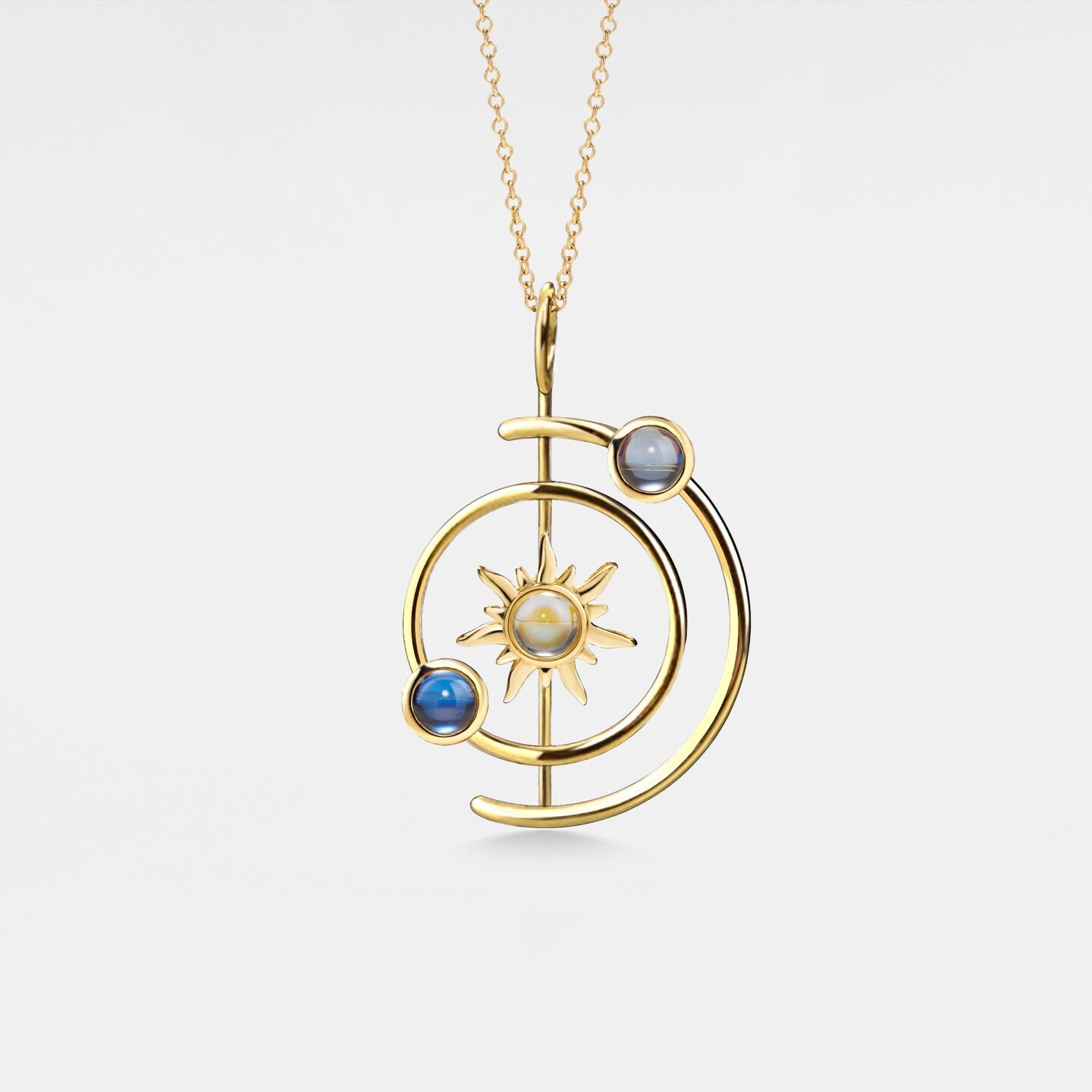 PERIMADE Triple Photo Projection Necklace • Personalized Picture Sun Planet Pendant • Sterling Silver Friendship Jewelry • N0333 331019617470840853