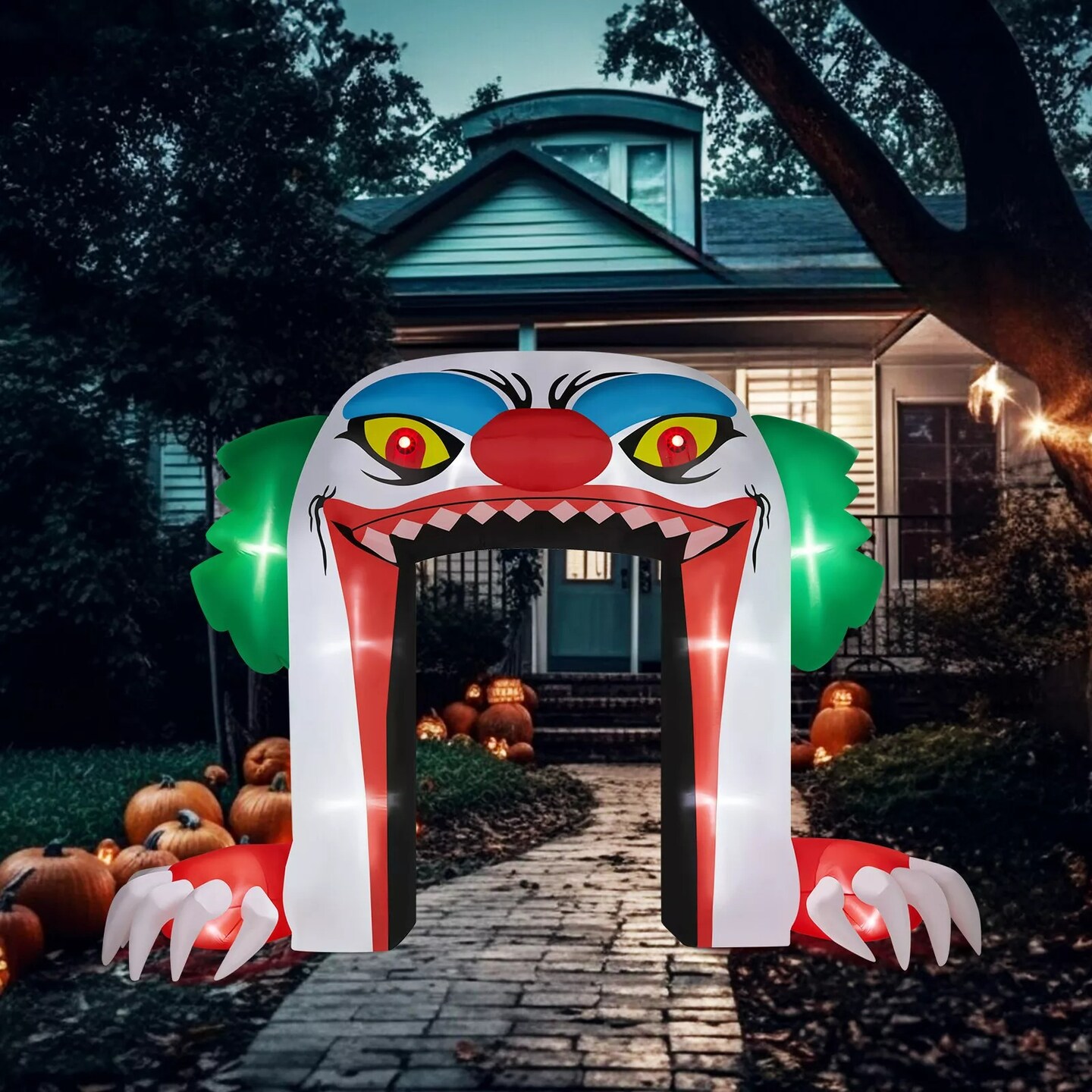 9FT Halloween Inflatable Scary Giant Clown Archway Decorations with Built-in LED