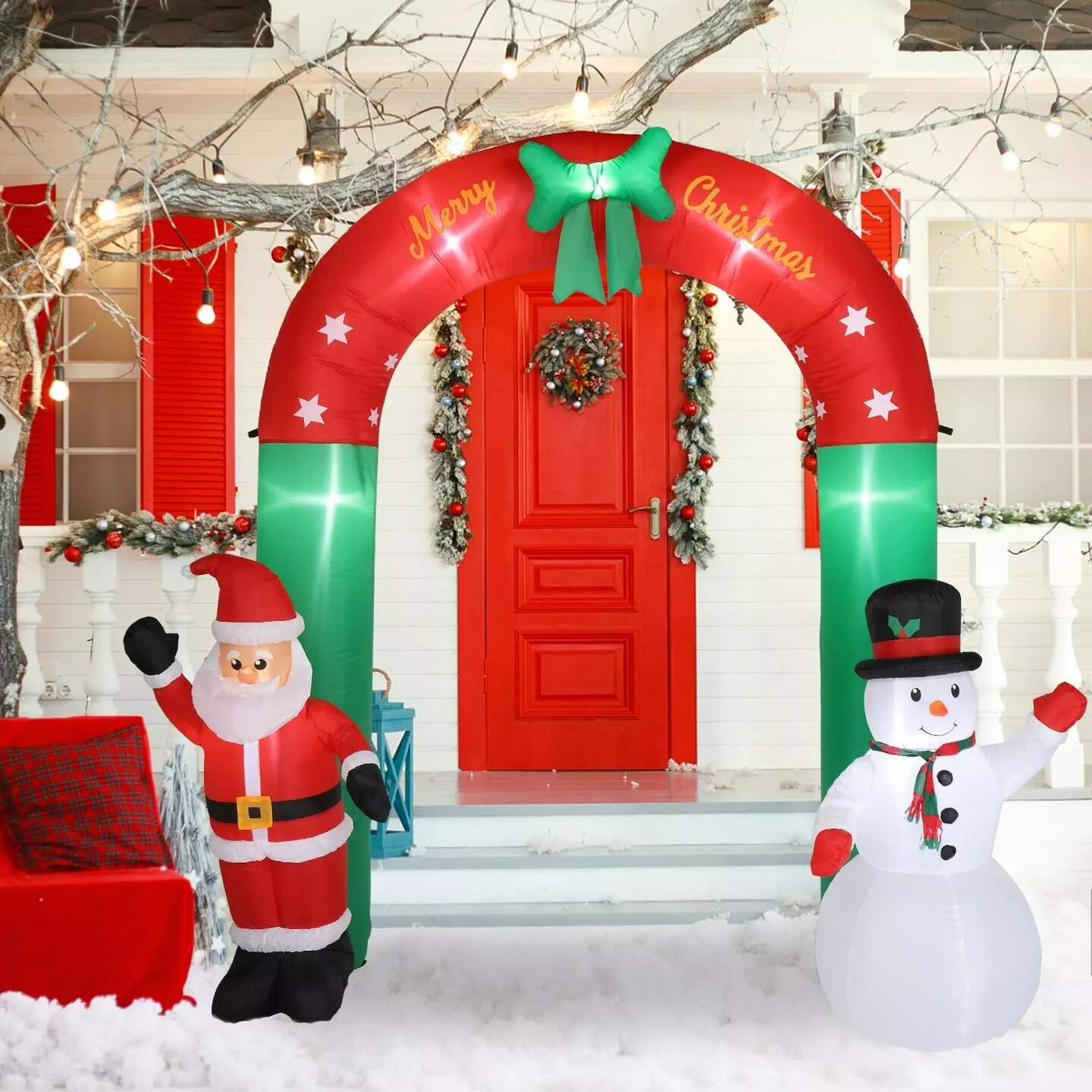 8ft Inflatable Arch Christmas Santa Claus Snowman Archway Outdoor Indoor Holiday