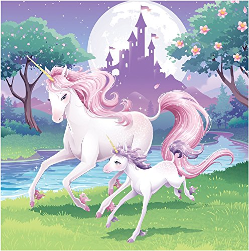 Pink Unicorns &#x26; Castle Edible Cake Topper-1/4 Sheet