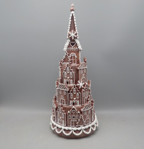 17.5&#x22; Gingerbread Castle with LED Lights - Festive Christmas Decor