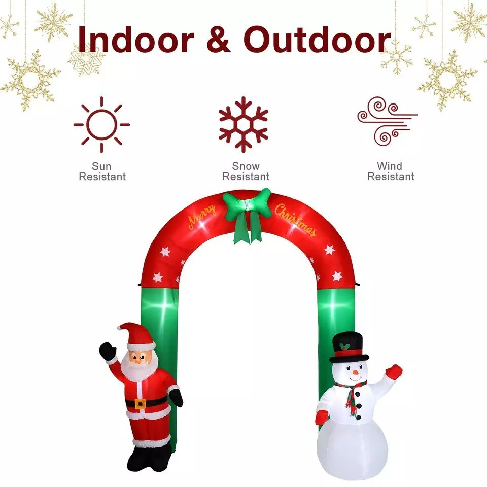 8ft Inflatable Arch Christmas Santa Claus Snowman Archway Outdoor Indoor Holiday
