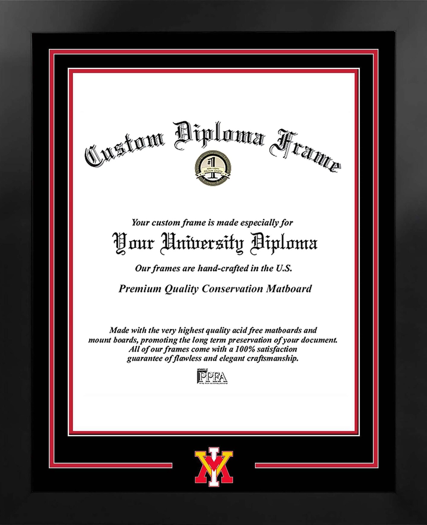 VMI Keydets 15.75w x 20h Spirit Diploma Manhattan Black Frame with Bonus Campus Images Lithograph (value savings $59)