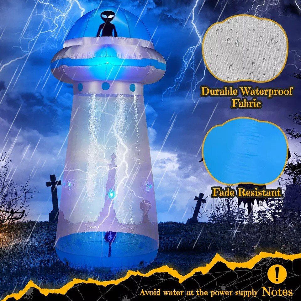 9 FT Halloween Inflatable UFO Yard Decoration w/ Build-in LEDs for Holiday Party