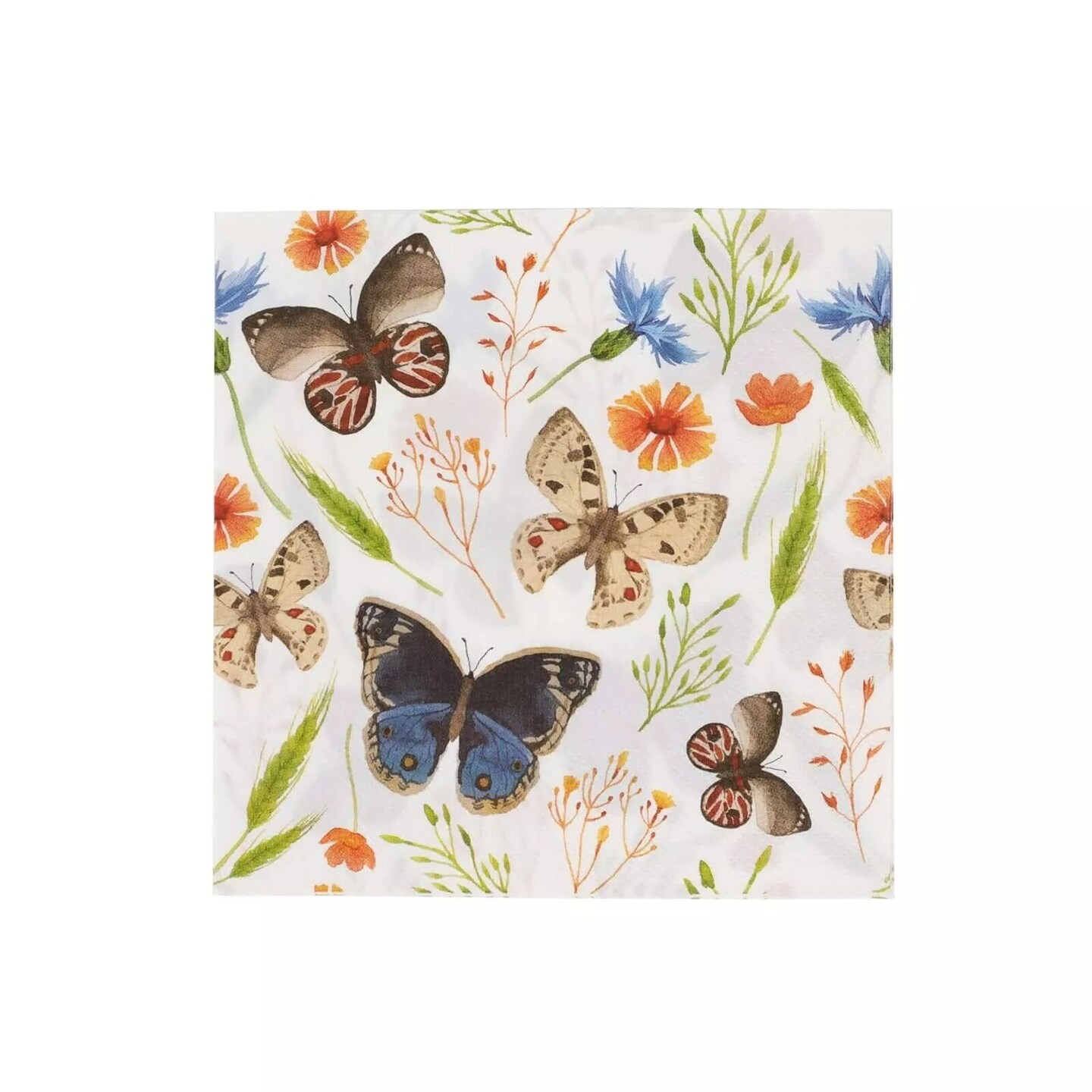 50 Assorted Disposable 2 Ply Paper Napkins Field Herbs Butterfly Print Party