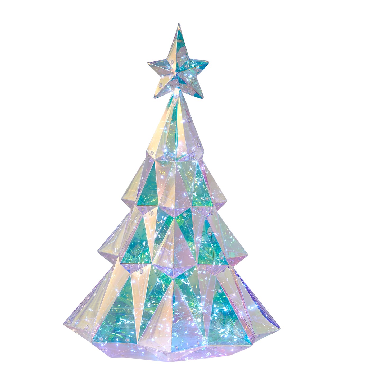 Prismatic Iridescent Diamond Christmas Tree 19", LED lights Michaels