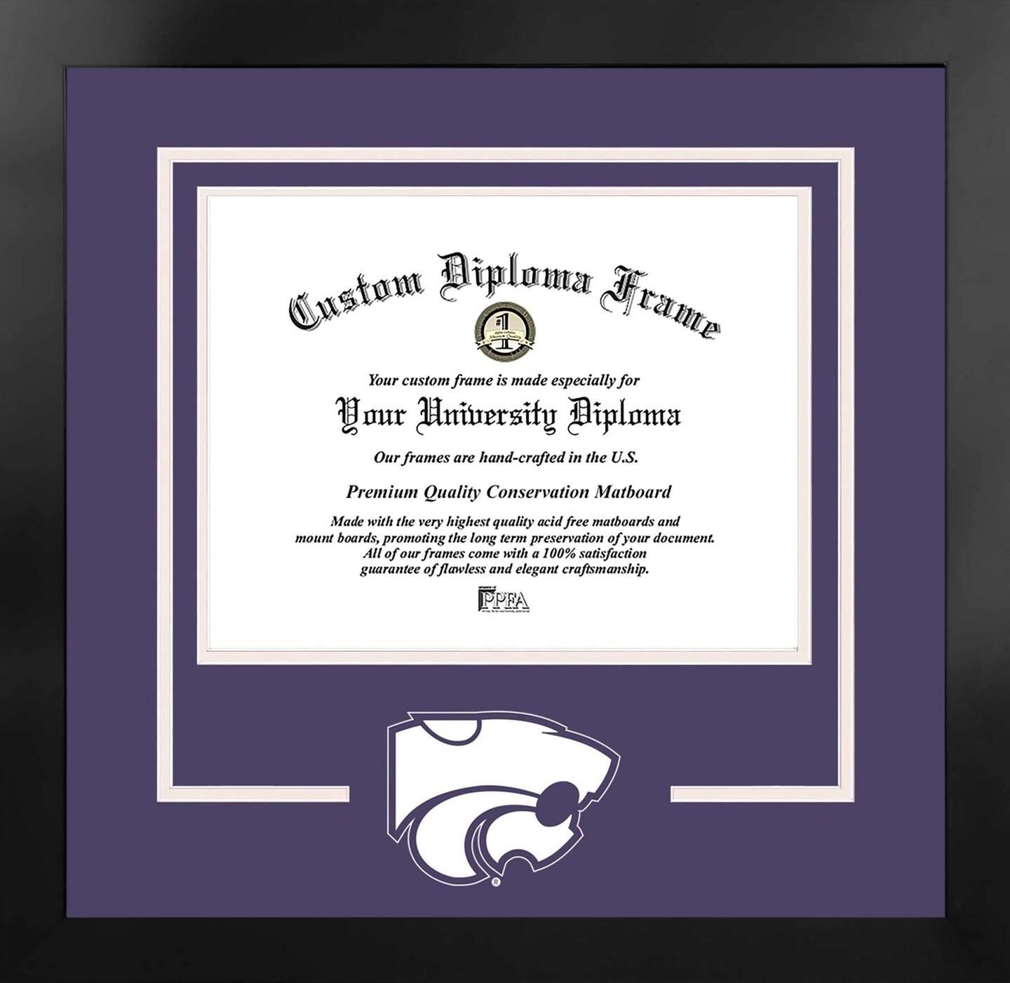 Kansas State Wildcats 11w x 8.5h Spirit Diploma Manhattan Black Frame with Bonus Campus Images Lithograph (value savings $59)