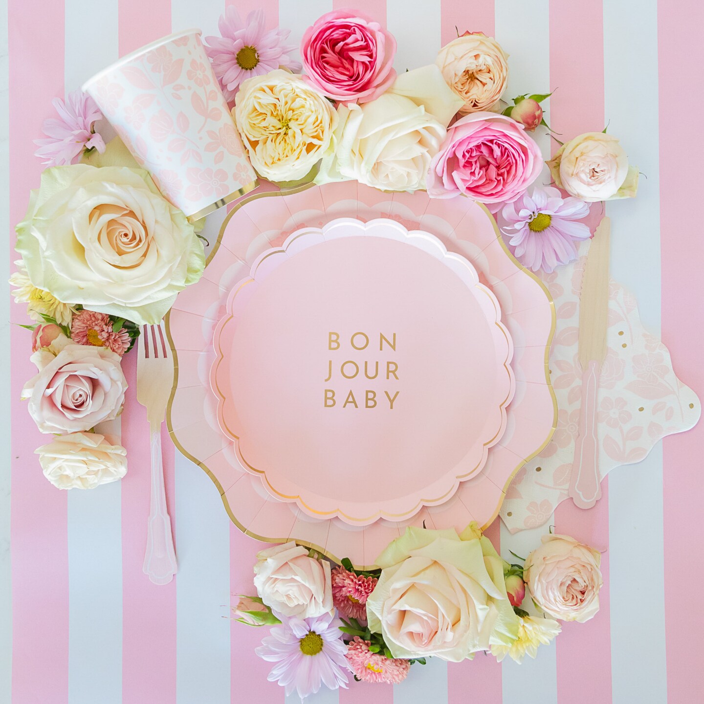 PETAL PINK ELEGANT FLORAL DINNER NAPKINS