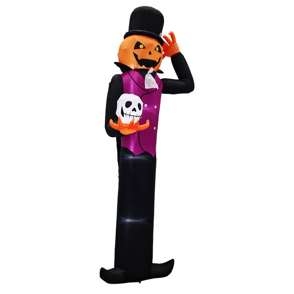 12FT Giant Halloween Inflatable Blow Up Decorations, Pumpkin Man Holding Skull with Built-in LEDs for Holiday Party Garden Lawn Yard Patio Décor