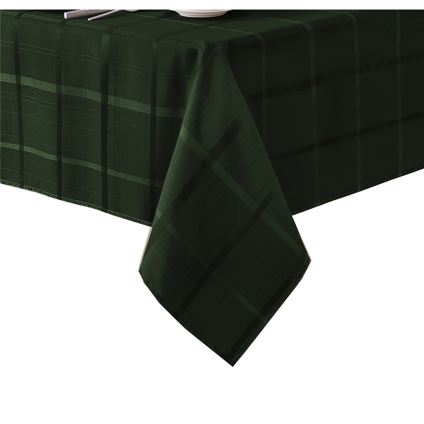 Threadmade Home Elegance Plaid Jacquard Tablecloth, Holly Green - 60"W x 120"L