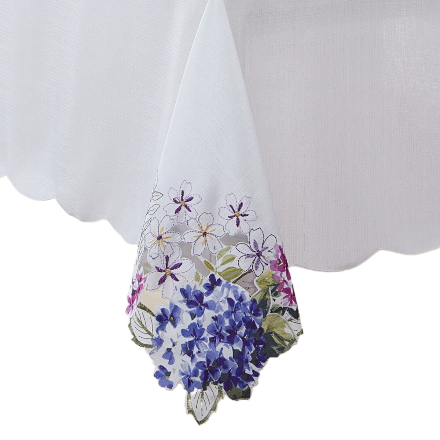 Threadmade Home Spring Hydrangea Cutwork Tablecloth, Multicolor - 60"W x 120"L